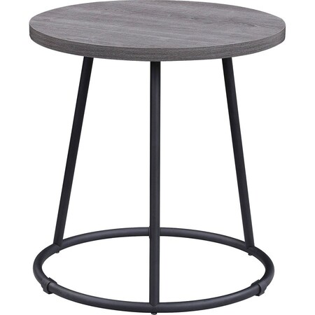 Lorell End Table, Round, Steel Base, 19"x19-3/4", WCharcoal LLR16262